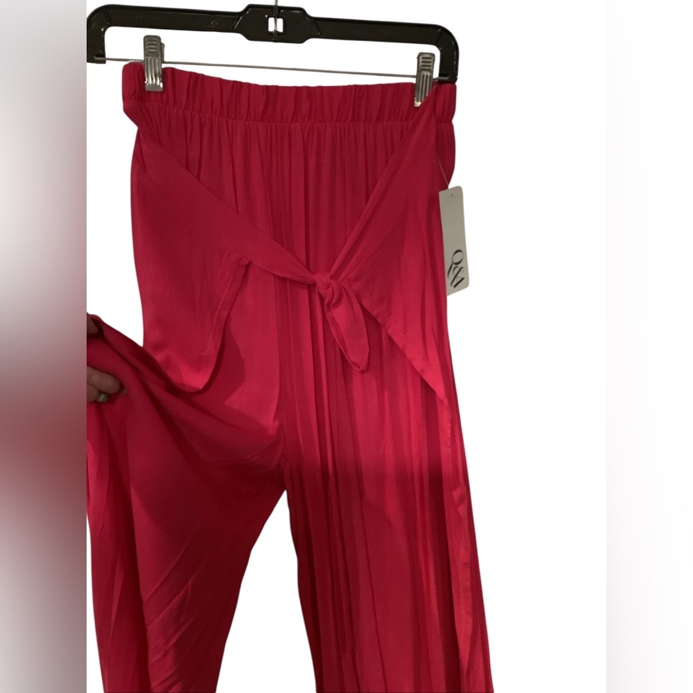Q and A Barbie Pink Flare High Waisted Pants With Front Tie Size Medium NWT